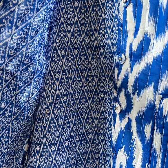 NWT Anthropologie Nora cobalt and white quilted ikat jacket size S - Picture 6 of 10